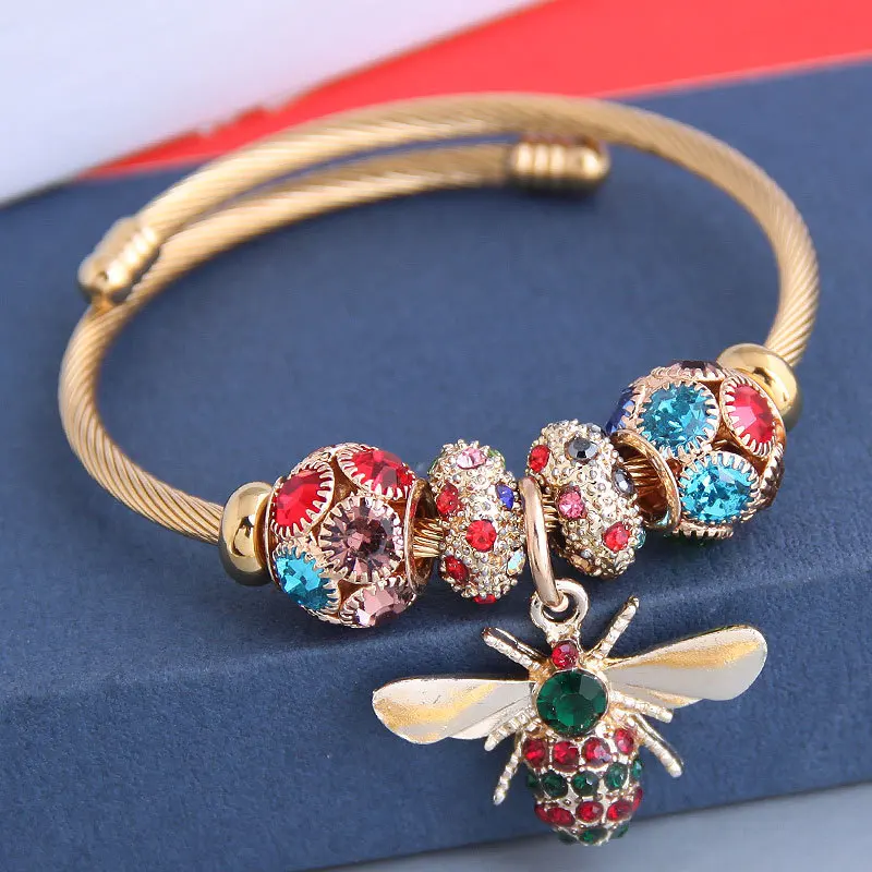 

Fashion Metal Versatile Pan Dl Simple Flash Diamond Bee Pendant Multi-element Accessories Personalized Bracelet Women's Dragonfl