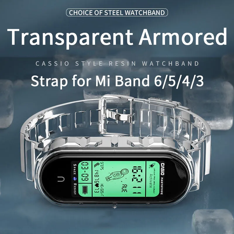 

Transparent Strap For Xiaomi Mi Band 6 NFC 5 4 3 Armored Wristband Bracelet TPU Replacement Wrist Belt For MiBand 6 5 4 3