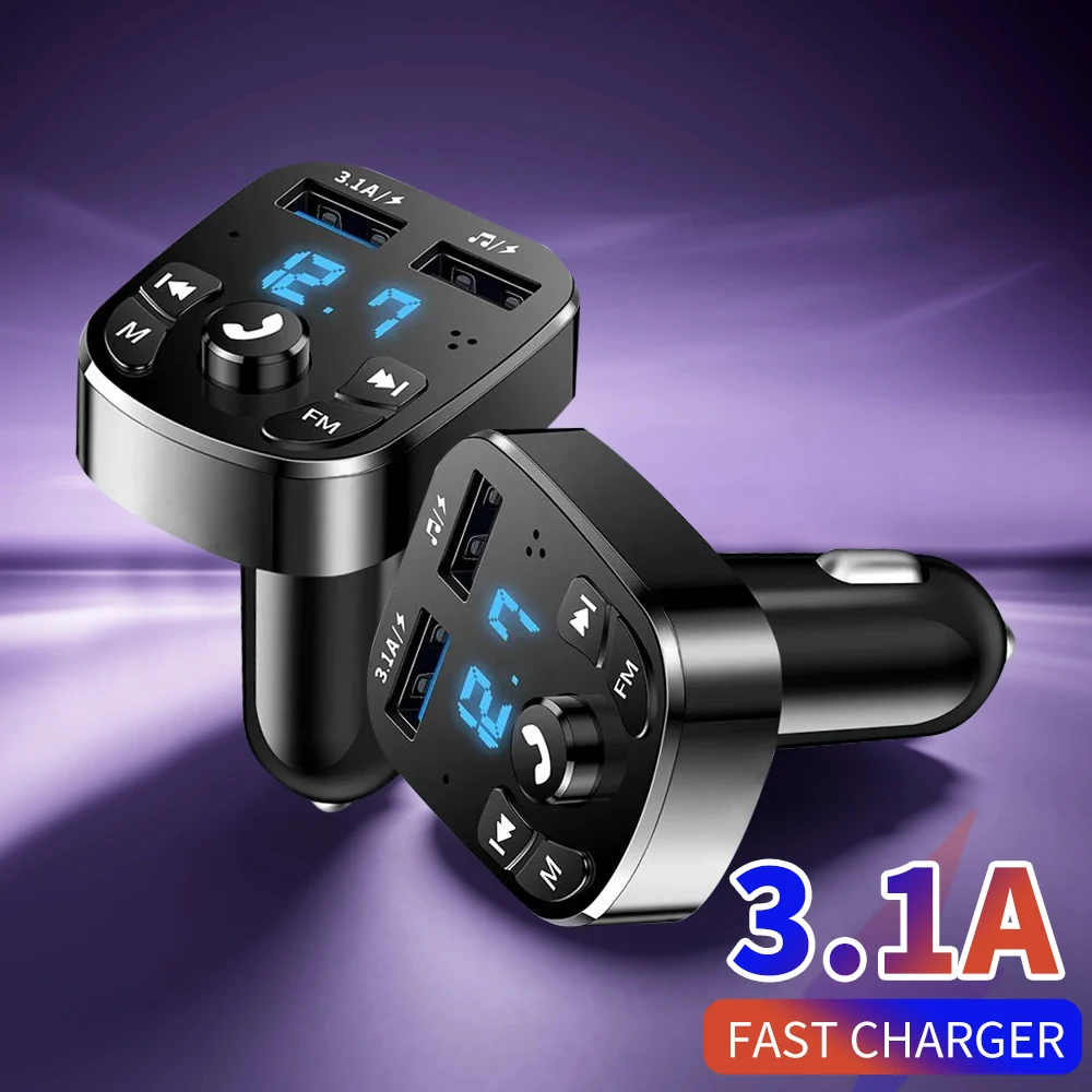 FM-радиоадаптер Bluetooth с 2 портами USB Автомобильное зарядное устройство для