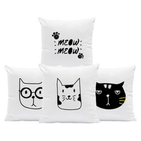 throw pillow cover cartoon funny black and white cat avatar living room decoration decorative pillowcases 40x40 45x45 girl gift