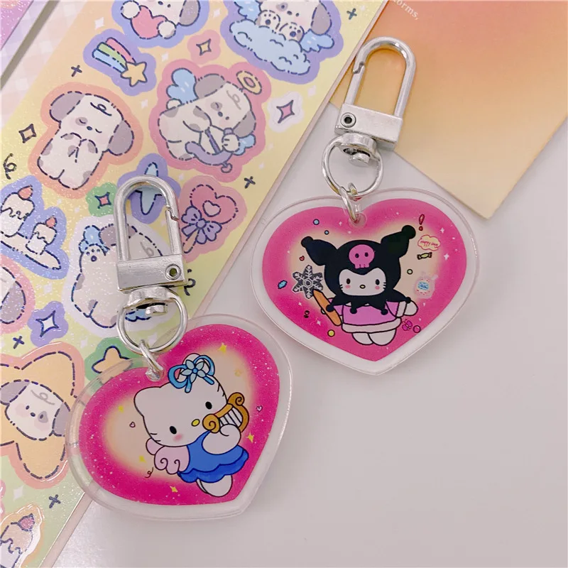 

Kawaii Anime Cartoon Sweet Kuromi Keychain Pendant Kt Cat Cute Girl Heart Plush Animal Jewelry Pendant Bag Pendant Girl Gift