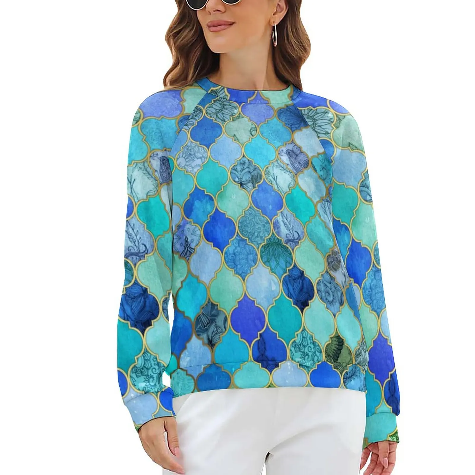 

Повседневные женские толстовки с геометрическим принтом в стиле ретро, Женская эстетичная толстовка с капюшоном, зимние свитшоты оверсайз ...