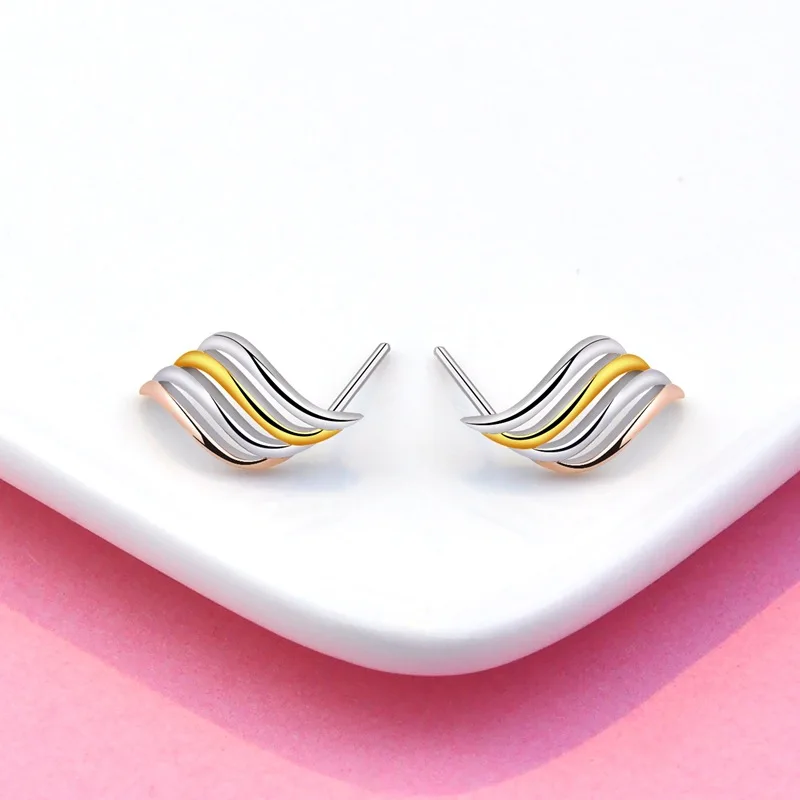 

Women's 925 Colored Gold-Plated Sterling Silver Earrings Elegant Colorful Silver Earrings Simple and Light Luxury Ins Cold Style