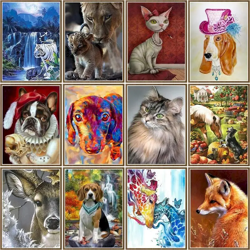 

CHENISTORY 5d Diy Diamond Painting Full Square Dog Cat Mosaic Diamond Embroidery Cross Stitch Fox Animal Wall Paintings Decor