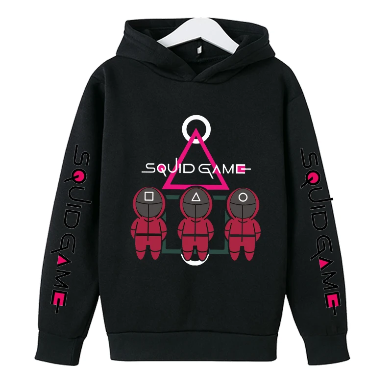 

AutumnWinter Sweatshirt Animation Squid Game Boys Hoodie Baby Clothes Children's Clothes Sweater Jogging Sweatshirt 4-14T