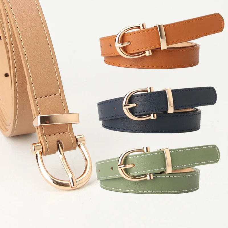 Fashion Simple Solid Color Pin Buckle Belt Student Jeans Decorative Thin Waist Belts for Women Clothing Accessories
