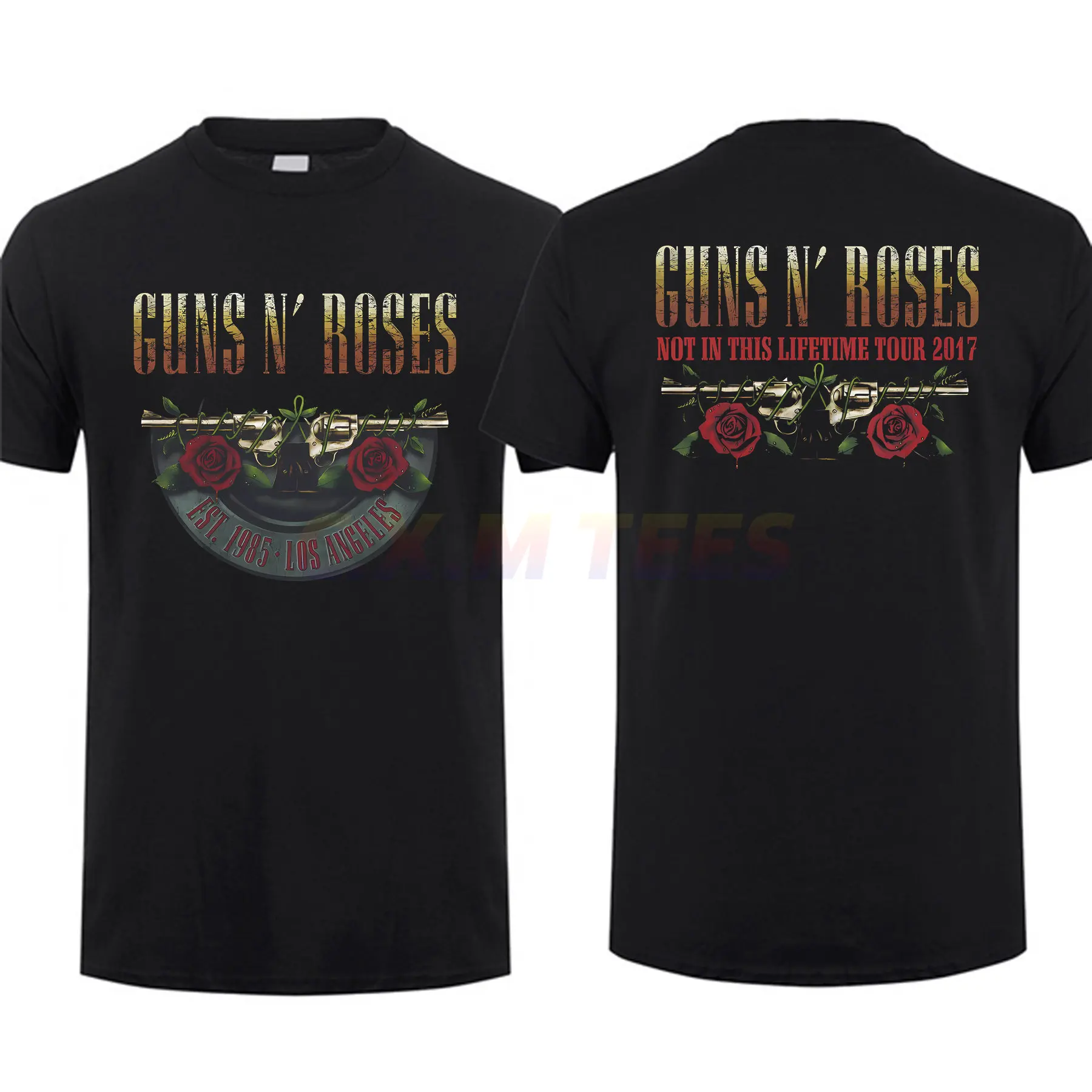 

2023 Hot Sale Summer Men 100% Cotton Logo and Bullet Europe Tour 2017 T-Shirt Black By Guns N' Roses Hip Hop Streetwear T-shirt
