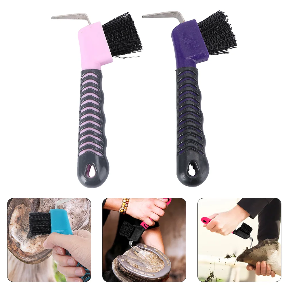 

2Pcs Horse Hoof Cleaning Tool Horse Grooming Brushes Grip Hoof Pick Brushes
