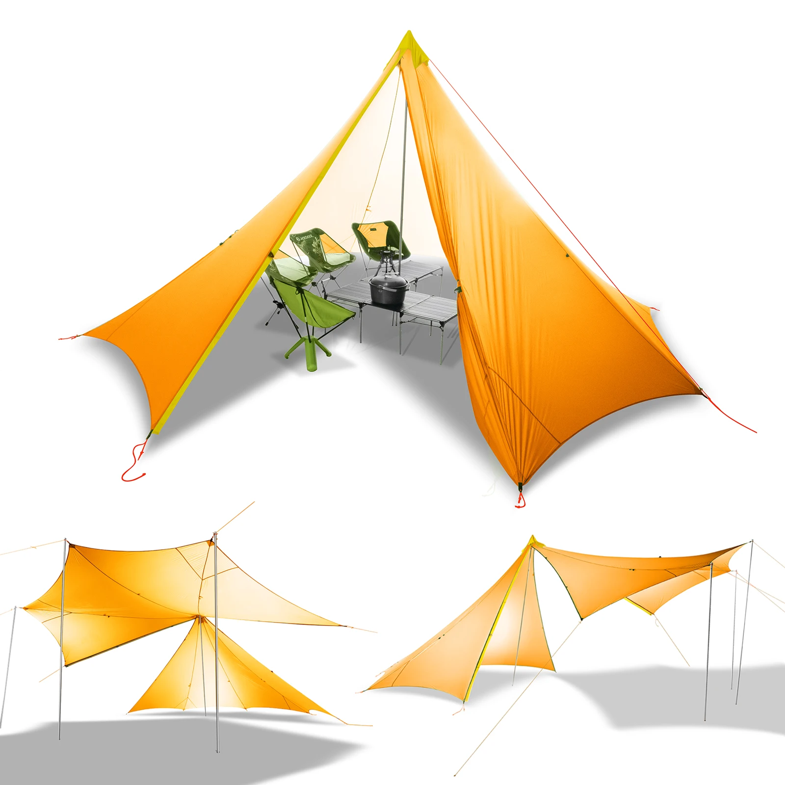

10 Persons Ultralight Outdoor Camping Teepee Pyramid Shape Tent Throwing Waterproof Backpacking Hiking Tents Rodless