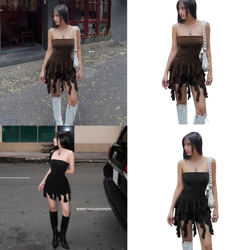 

Женский облегающий короткий комбинезон без бретелек с открытой спиной и кисточками в стиле пэчворк