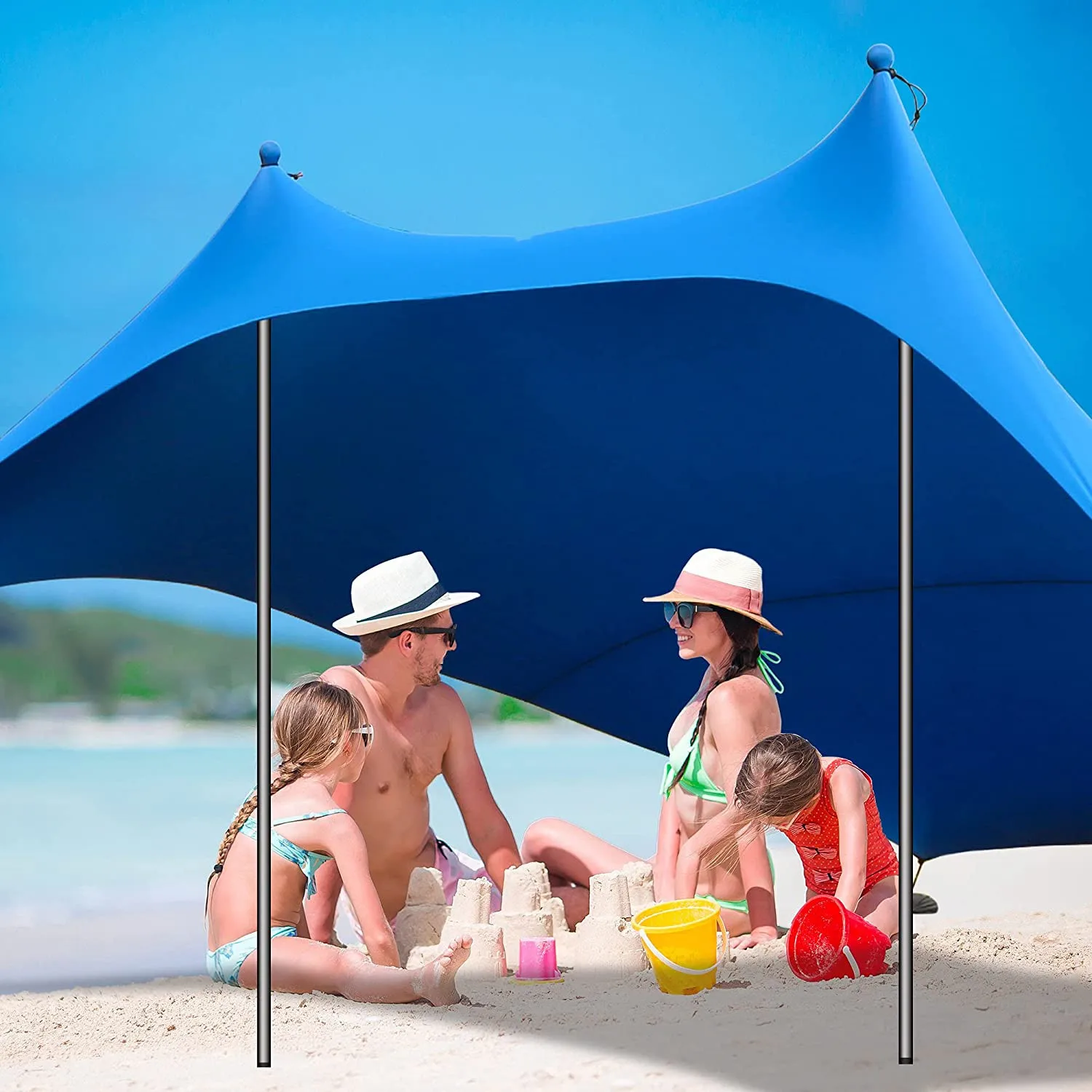 

Beach Tent, Portable Beach Canopy Sun Shelter UPF50+ for 6-8 People