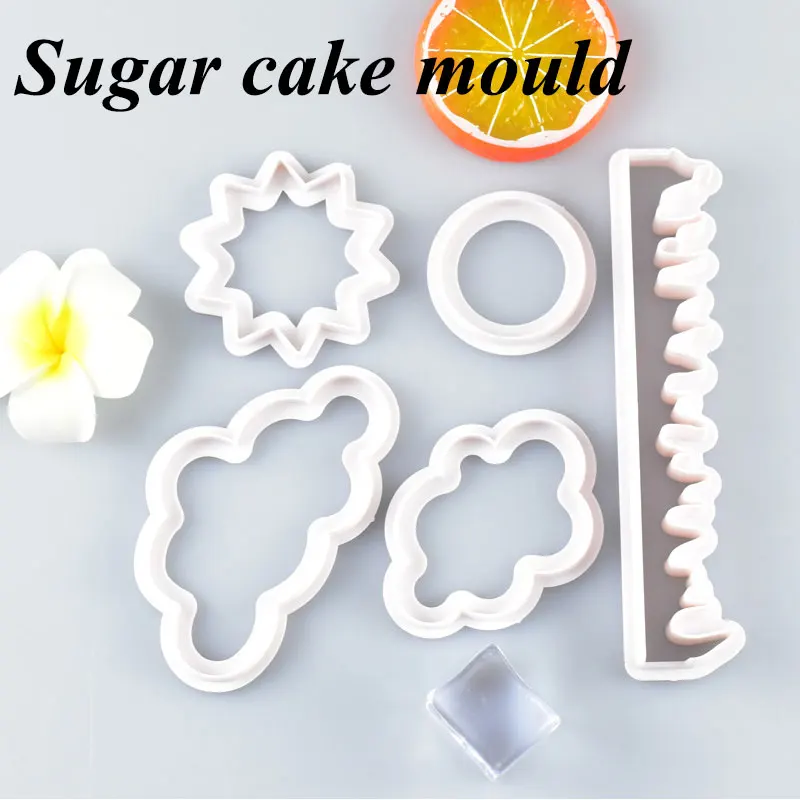 

5 Pcs/set Fondant Cake Mold Baking Mold Natural Element Mold Plastic Abrasives Mould Creative Useful DIY Natural Element Plastic