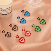 fashion cute multi layer enamel peach heart hanging earrings for women candy color huggies earrings female party jewelry gift