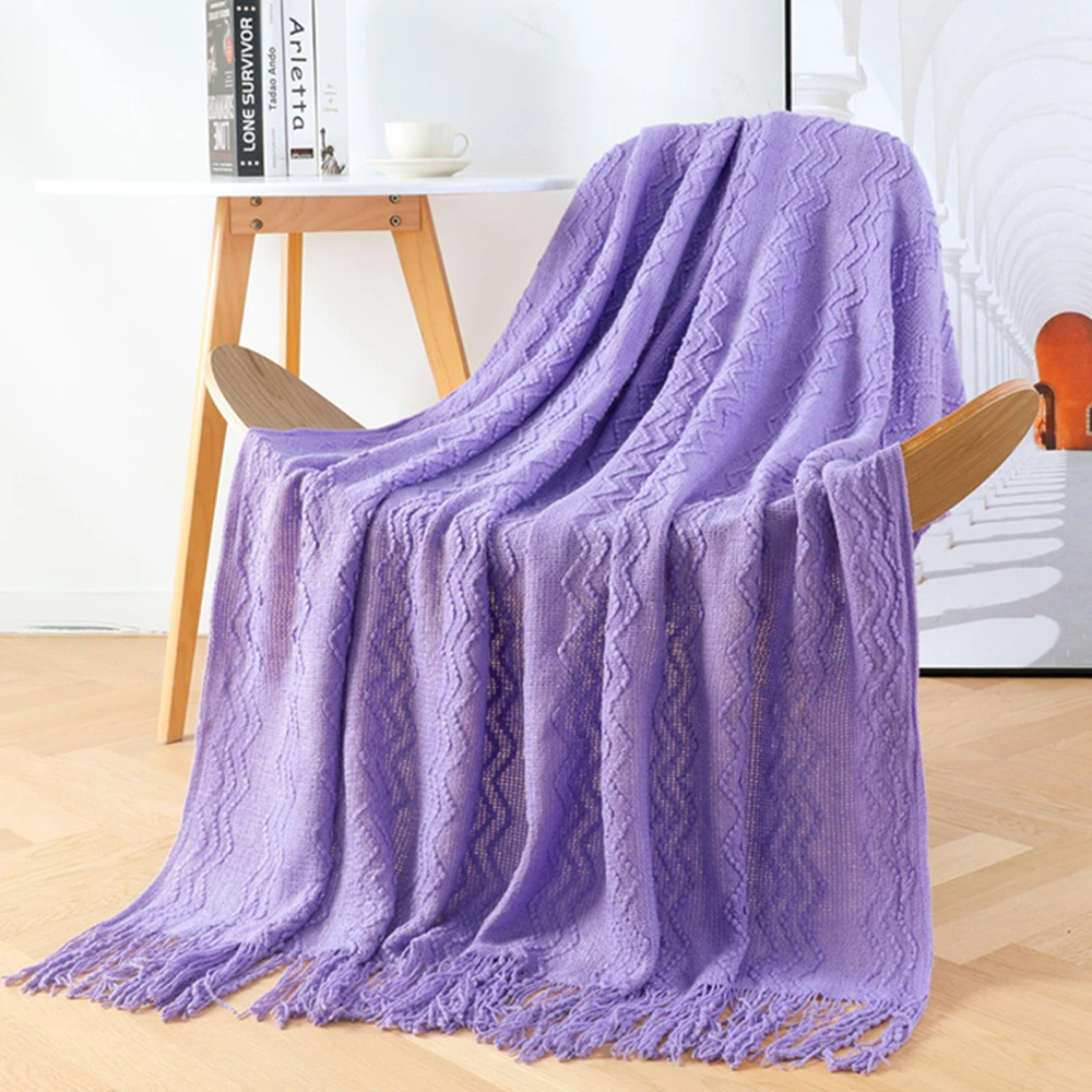 

Home Hotel Soft Bedding Office Sofa Knitted Cover Blanket With Tassel Tapestry For Bed Airplane Travel Decor Blanket