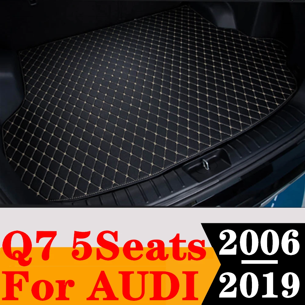 

Sinjayer Car AUTO Trunk Mat ALL Weather Tail Boot Luggage Pad Carpet Flat Side Cargo Liner Cover Fit For AUDI Q7 5Seats 2006-19