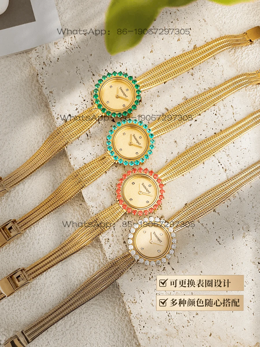 Фото Часы Toussaint Flower Watch 4 с натуральными бриллиантами, женские, в форме колоска, из египетского золота, подарок на Новый год №3