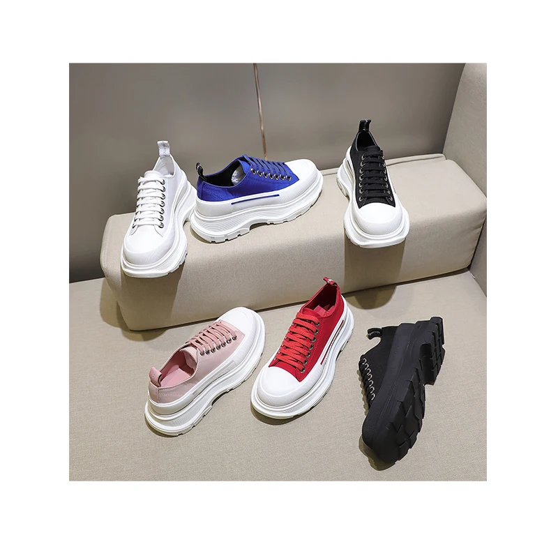 

All-match White Shoes Women's Spring 2022 New Casual Sponge Cake Thick-soled Heightened Canvas Shoes Non-slip Sports Shoes