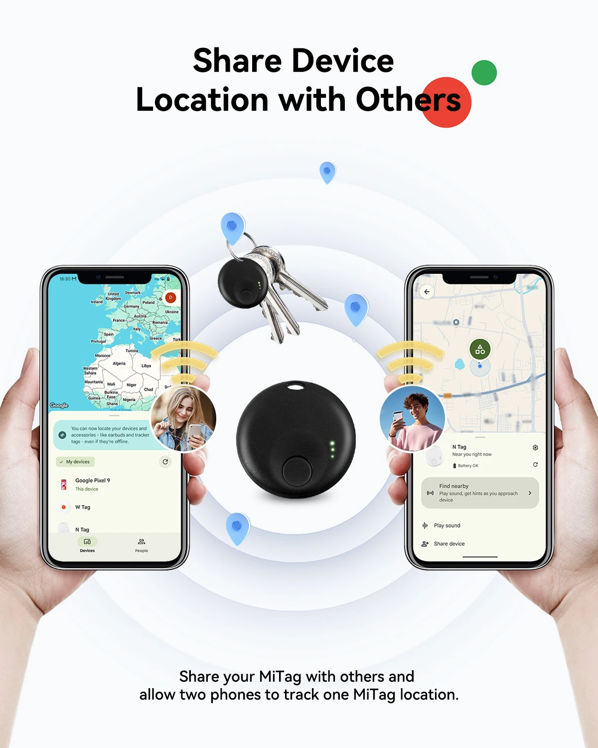 Фото Bluetooth-трекер для Android — смарт-теги 1/2/4, работает с устройством Google Find My, локатором для ключей, кошельком, багажем №4