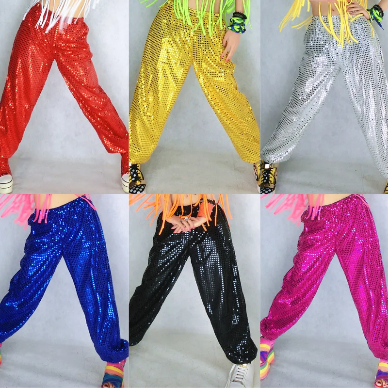 

7Color Adult Sequin Pant Costumes Jazz Dance Wear Rhinestone Shining Stage Performance Dancing for Women Sequined Trousers S-3XL