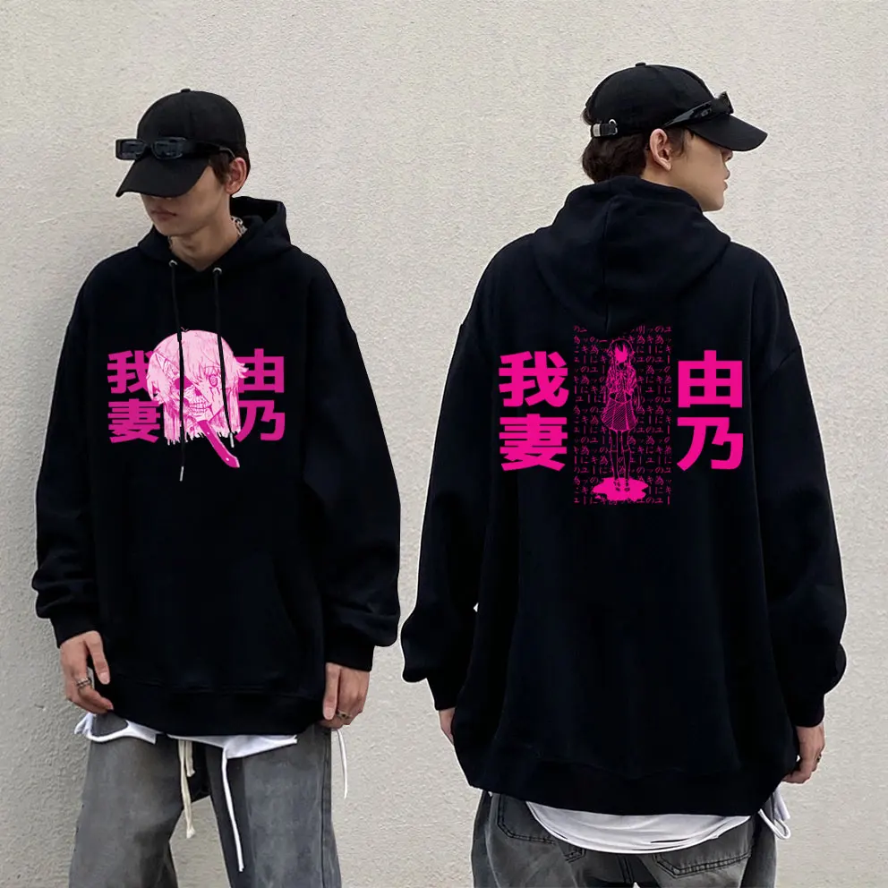 

Anime Yuno Gasai in School Uniform Mirai Nikki Future Diary Print Hoodie Autumn Winter Men Manga Sweatshirt Oversized Clothing