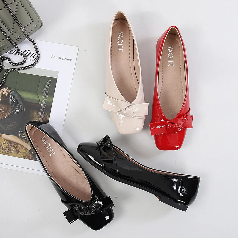 

Big Size 44 Patent PU Other Trendy Flat Women Ballerina Casual Shoes