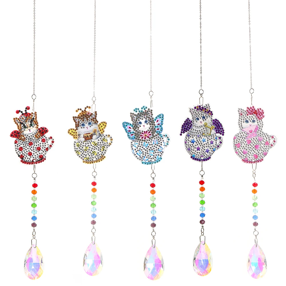 

DIY Diamond Painting 5D Crystal Wind Chimes Pendant Sun Light Catching Rainbow Make Jewelry Hanging Mosaic Rhinestone Decor