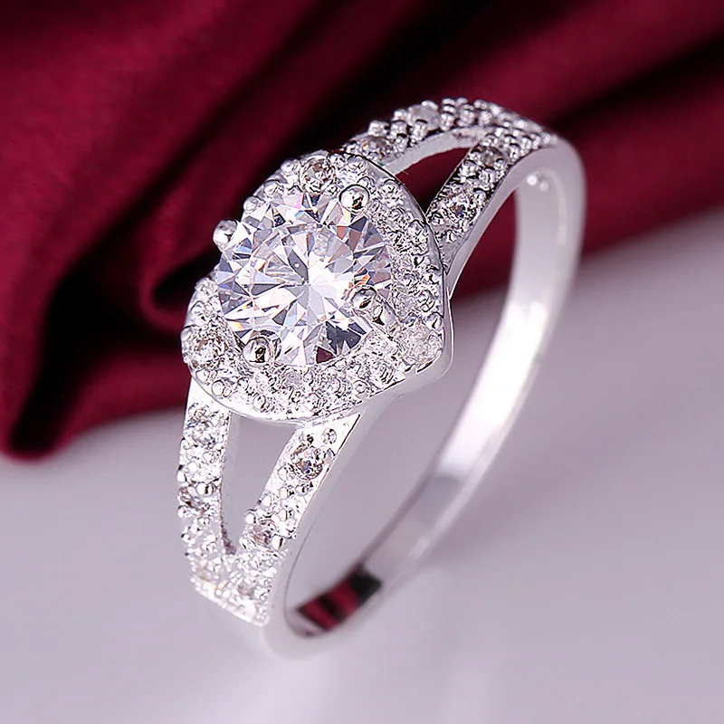 Купи Fashion Heart Ring Zircon Ring Silver 925 Ring for Women 925 Sterling Silver Ring Engagement Ring Gift Silver Jewelry Ring за 179 рублей в магазине AliExpress