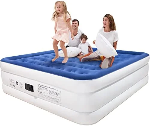 

POPTOP Queen Size Air Mattress with BUILT in , 18 Inch Elevated Quick Inflation/Deflation Inflatable Bed,Durable Blow Up for Ca