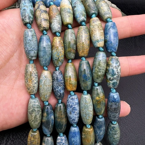 Синие бусины из яшмы хризантемы MARUCOL 15 шт.