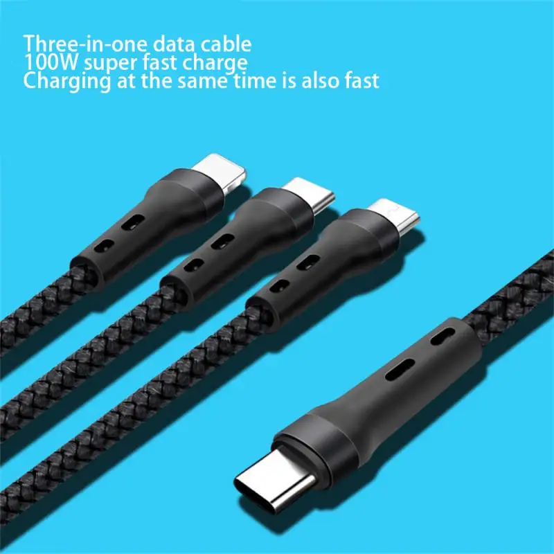 

6A Fast Charging Cable Nylon Braided One-to-three Data Cable Multi-head Three-in-one Mobile Phone Charging Cable Accessorie