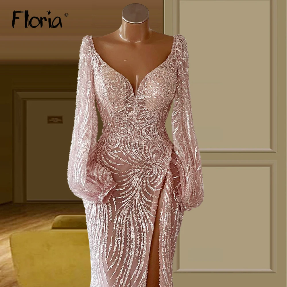 

Floria Elegant Beaded Mermaid Evening Dresses for Women 2022 Vestidos De Fiesta Engagement Party Gowns Saudi Arabia Aibye