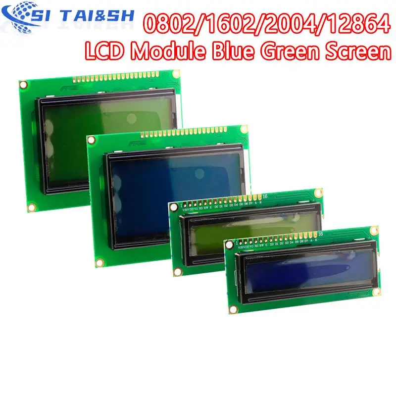 

LCD Module Blue Green Screen For Arduino 0802 1602 2004 12864 LCD Character UNO R3 Mega2560 Display PCF8574T IIC I2C Interface