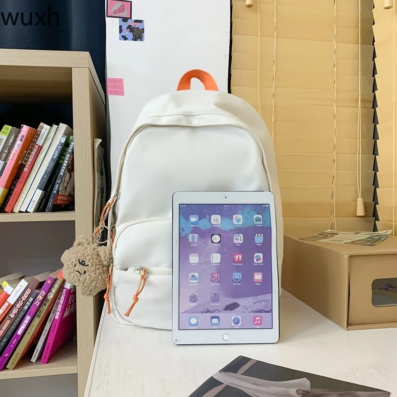 Простой модный нейтральный студенческий рюкзак однотонная Вместительная