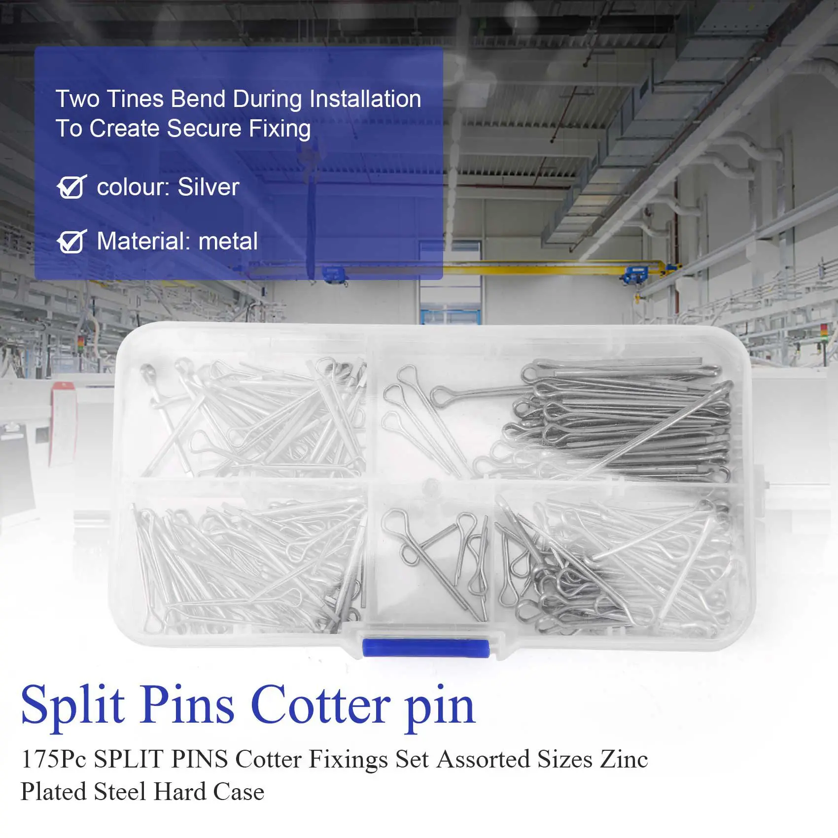 175 шт. сплит-штифты Набор фиксаторов разные размеры оцинкованная сталь жесткая