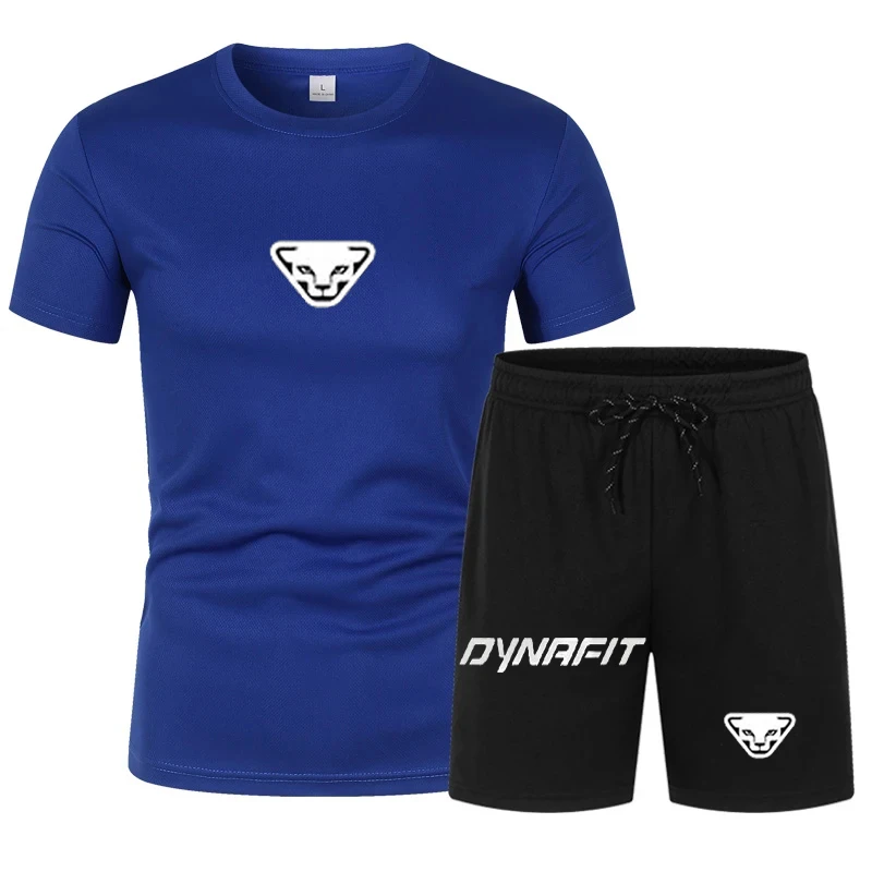 2023 Summer Hot Men's T-shirt+Shorts Set Men's Sports Set DYNRFIT  Print Leisure Fashion Breathable Short Sleeve T-shirt Set
