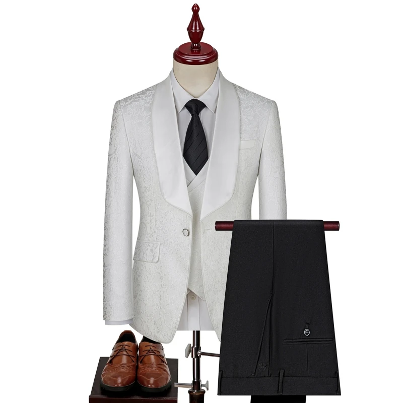 Зеленый мужской костюм Lansboter из трех предметов в полоску с лацканами для свадьбы