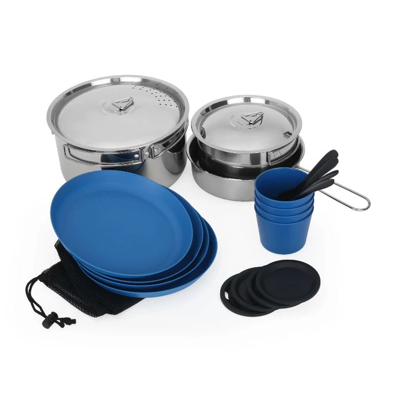 

22-Piece Mess Kit and Pans Set with Mesh Carrying Bag