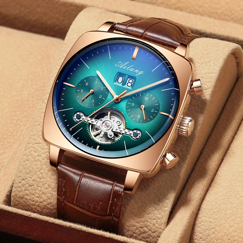 

Tourbillon Watch Sapphire Mirror Automatic Self-Wind Luminous Waterproof Luxury Men's Business Mechanical Wristwatches
