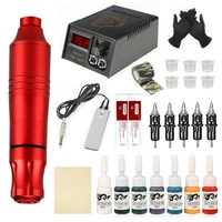 tattoo kit complete tattoo machine pen set complete beginner stick and poke pigments tattoo power supply with cartridges needles