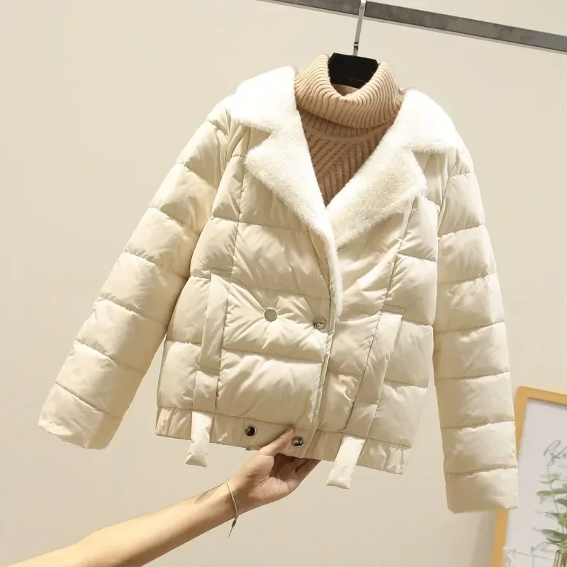 

2023 New Autumn and Winter Small Cotton Coat Women's Short Korean Version Slim Fit Yao Cotton Coat Mink Fleece Small Coat