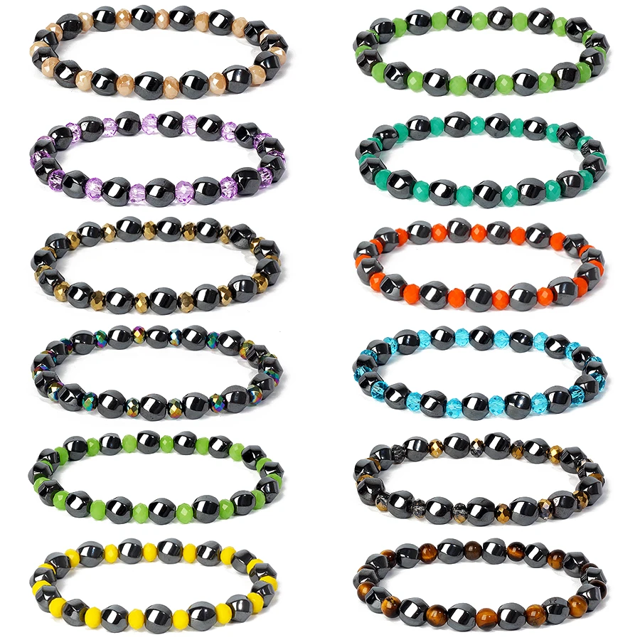

Weight Loss Hematite Bracelets Men No Magnetic Therapy Slimming Jewelry Health Care Magnetic Stretch Beaded Bracelets Women Gift