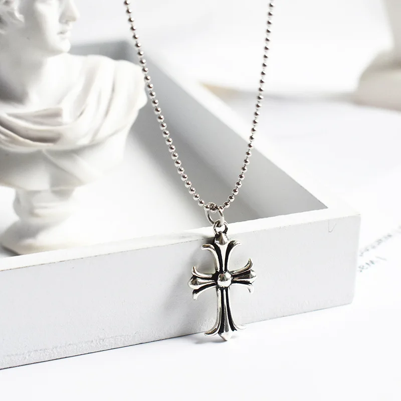 

S925 Sterling Silver Cross Necklace Korea INS Personality Female Long Trend Clavicle Chain Jewelry For Men Women Free Shipping