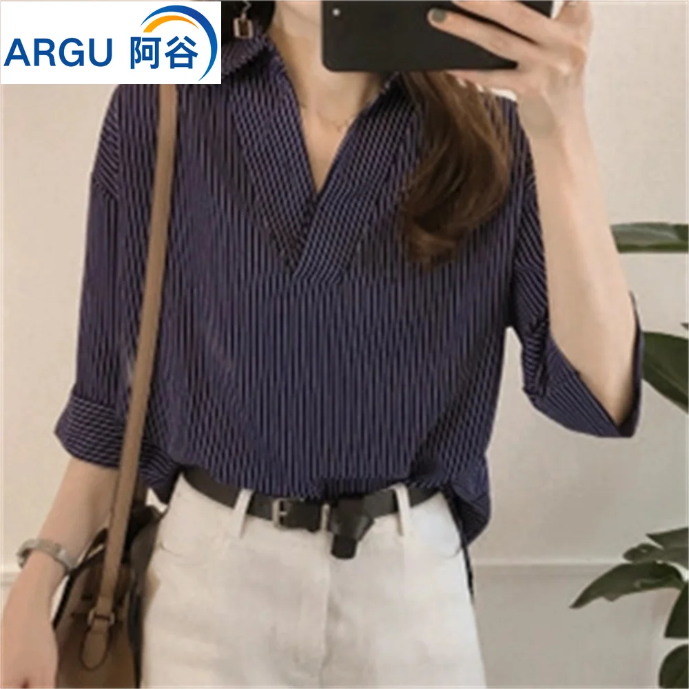 

Vertical Striped Shirt Women's Long-sleeved New Autumn Slim Fit Professional Wear Women Overalls Bottoming Blouse Casual Shirts