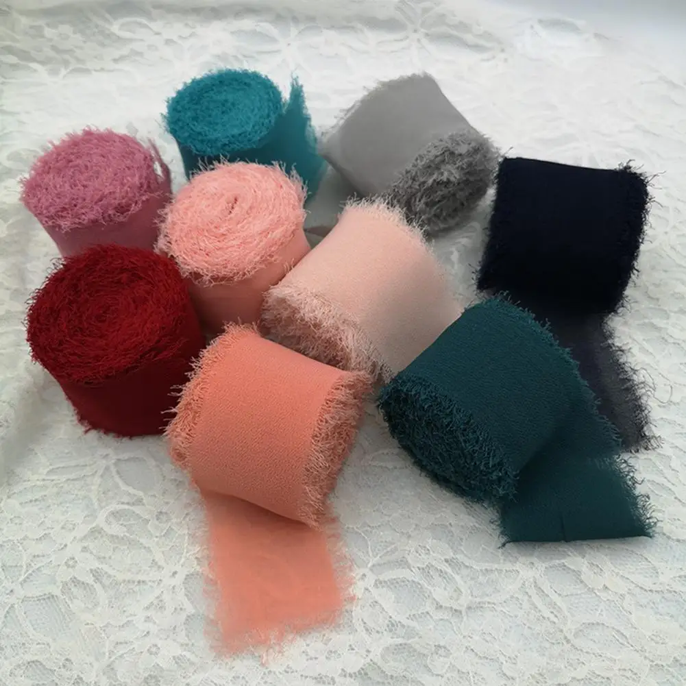 

5cm Ribbon Frayed Edged Handmade Gauze Flower Bouquet Gift Ribbon for Decorative