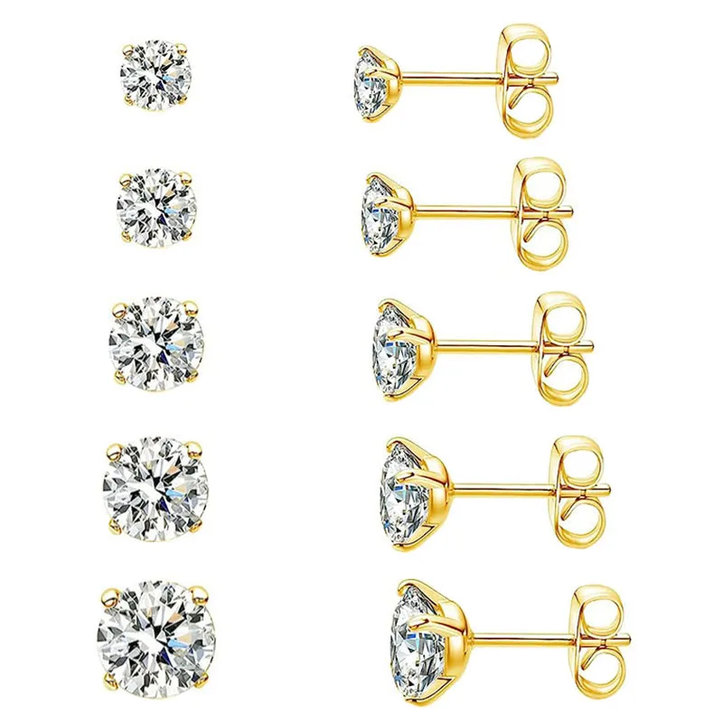 1 пара гипоаллергенные серьги-гвоздики из нержавеющей стали 4/5/6/7 мм