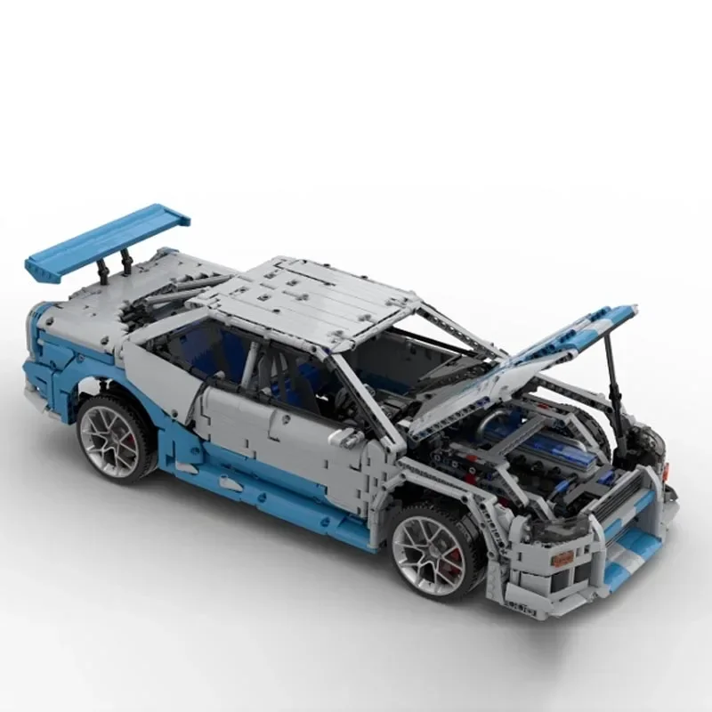 Фото Новый Moc масштаб 1:8 Skyline GT-R R34 суперкар гоночный автомобиль спортивная модель строительный блок кирпичи игрушки для детей подарки на день рождения мальчик №3