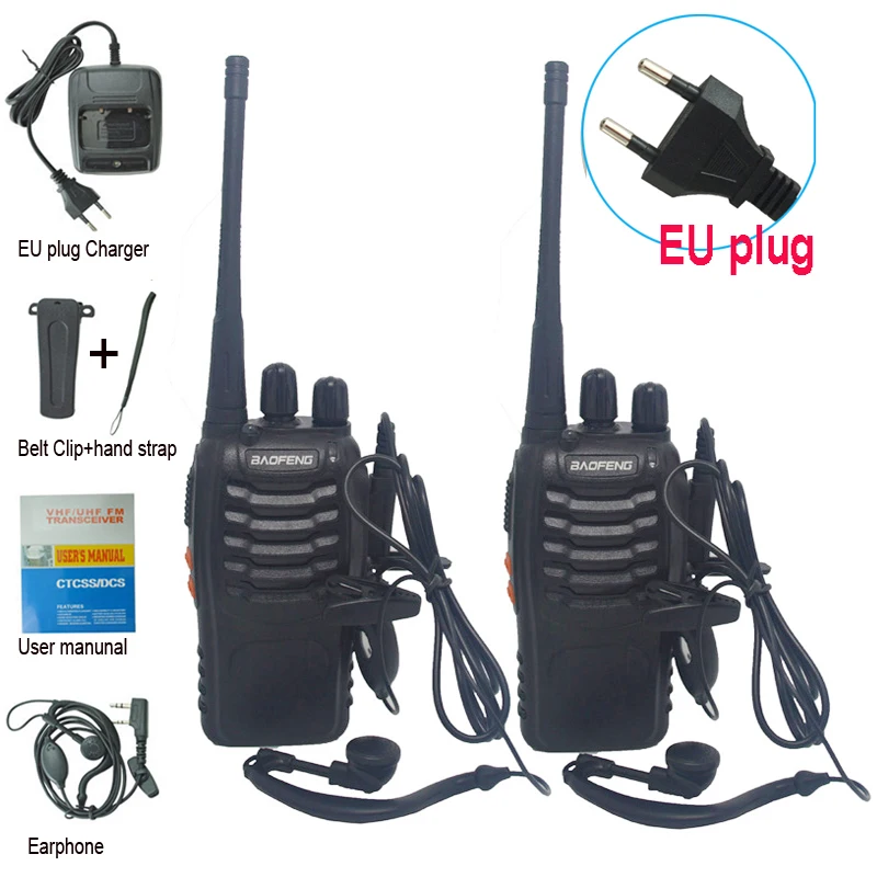 

2Pcs/Lot BF-888S Walkie Talkie Two-way Radio Set BF 888s UHF 400-470MHz 16CH walkie-talkie Radios Transceiver