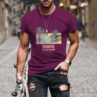new mens pattern print vintage trend fashion loose t shirt summer sports casual handsome stitching round neck short sleeve