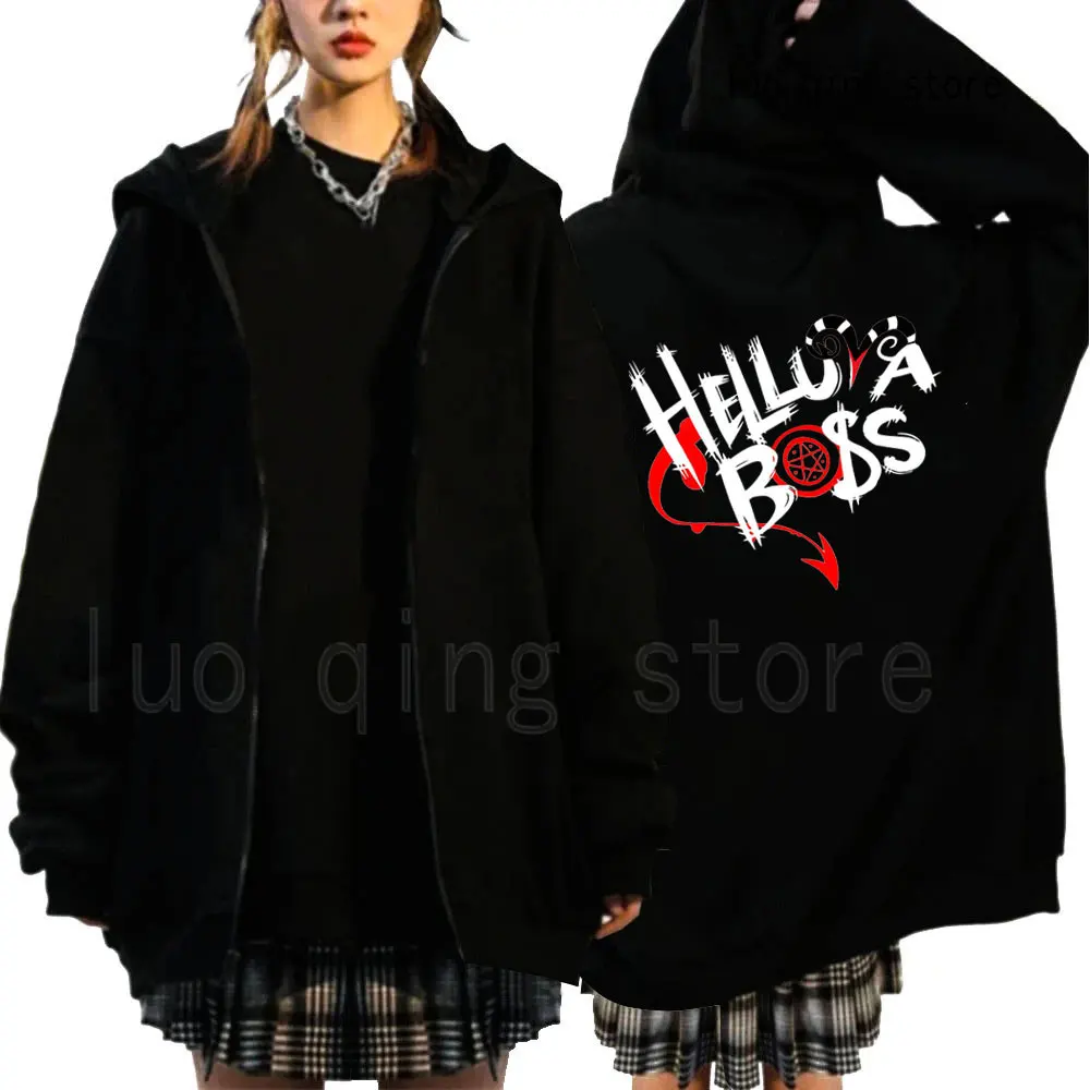 

Helluva Boss Hooded Zipper Shirt y2k Aesthetic Anime Unisex Loose Sweatshirt Hip Hop Street Style Large Tops Spring and Autumn