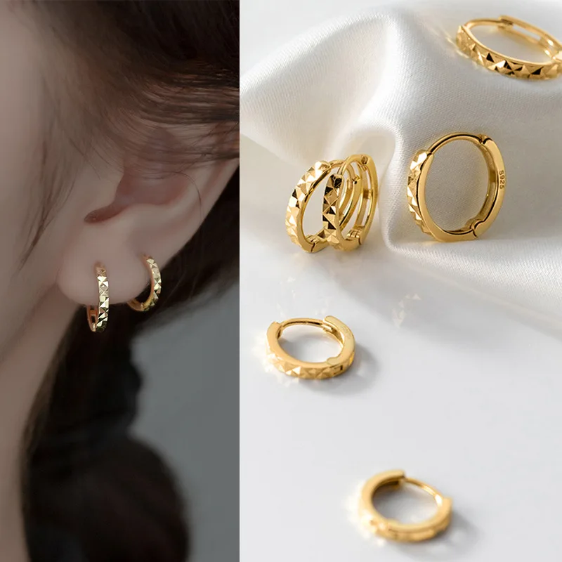 

INZATT Real 925 Sterling Silver 10/12/14MM Round Huggies Hoop Earrings For Women Classic Fine Jewelry Geometric Accessories